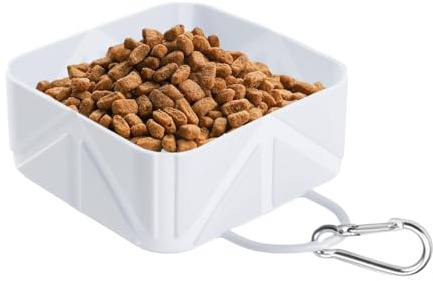 Qfdiwr Bol pour Chien de Voyage - Distributeur de Nourriture Pliable pour Animal de Compagnie,Bol d'eau Et De Nourriture Portable 500ml pour Petits Et Moyens Chiens Et Chats, Idéal pour Randonnée,