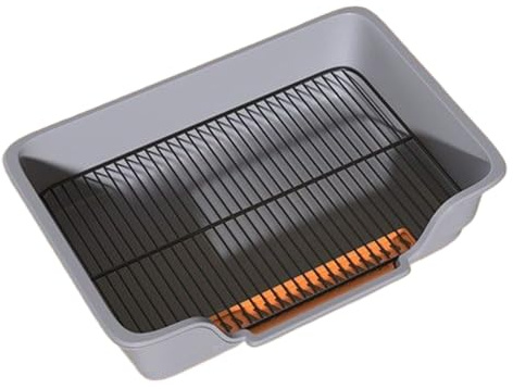 Stainless Steel Litter Tray with Removable Stainless Steel Grate, Dog Toilet with Tray for Cats, Puppies and Pets Indoor and Outdoor
