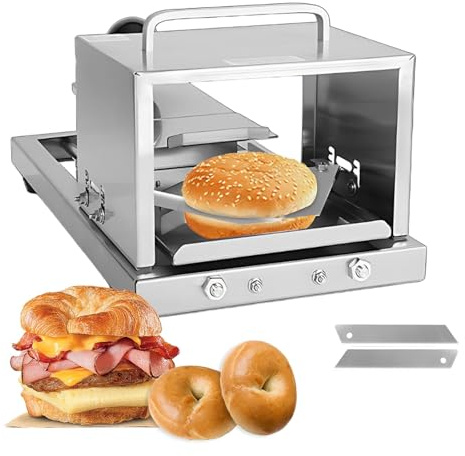 Brödskärare för professionellt bruk med utbytbar kniv och justerbara tjocklekar, för att skiva bröd och bagels snabbt och med precision