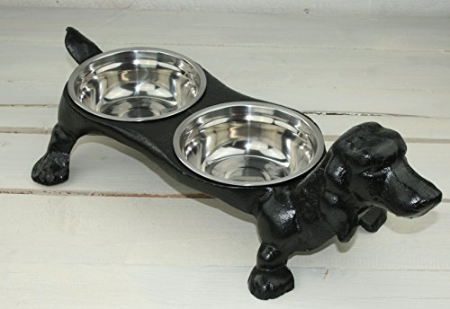 Hierro Fundido Doble Escudilla para perros Comedero y Bebedero de perro napf Forro Moritz®