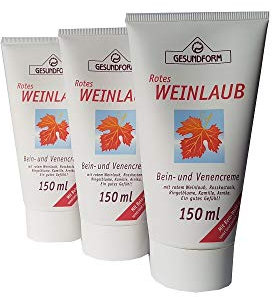 Hochwertige Bein- und Venencreme mit rotem Weinlaub, Roßkastanie, Ringelblume, Kamille und Arnika; für ein gutes Gefühl in den Beinen; Spar-Set 3x150ml in der Tube
