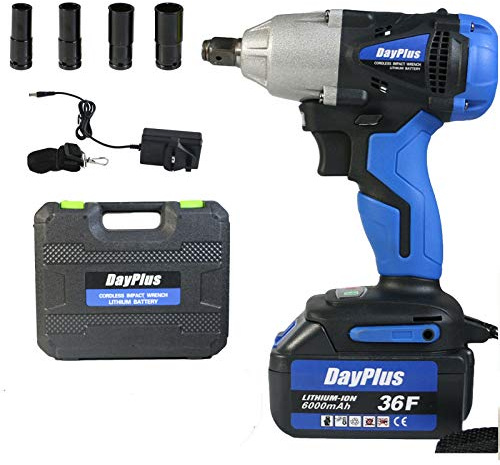 Wheel Wrench Electric Brushless Cordless with Battery 1/2 Inch Square Drive, 14mm 17mm 19mm 22mm 4 Socket Set Forward/Reverse Setting 3200RPM High Torque 420nm Lug Nut Removal Impact Wrench