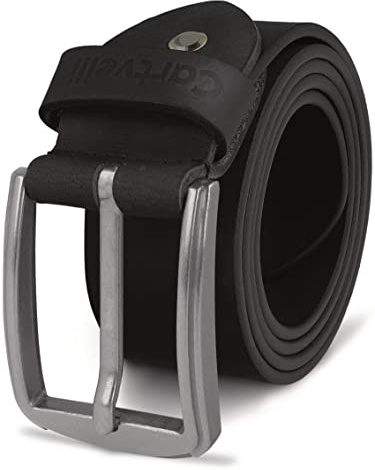 Cartvelli vintage läderbälte herr 40 mm tillverkad i Tyskland med presentförpackning – bälte i äkta läder, spänne silver, svart, 110