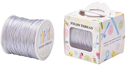 Craftdady Nylonschnur, dünn, Satin-Nylonband, zum Knoten, Makramee-Schmuckherstellung, 1 mm, Hellgrau