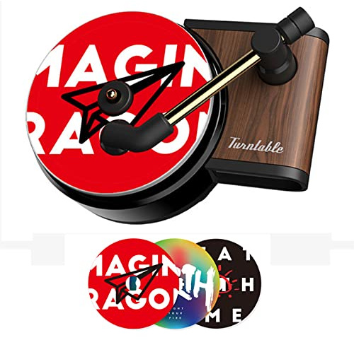 HIMM Retro Record Player Air Freshener Vent Clip with 3 Aromatherapy Pads and Vinyl Records Turntable Perfume Essentials Diffuser Decoration