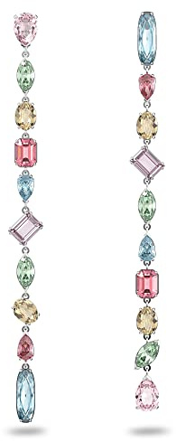 Swarovski Gema Drop-Ohrhänger, Mehrfarbige und Rhodinierte Hängeohrringe mit Strahlenden Swarovski Kristallen