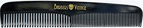 Barbers Vintage Classic Hair Comb for Men. Deluxe Handmade Fine & Coarse-Tooth Comb for Grooming Hair/Beard/Moustache (18cm / 7.1 inch) (Black)
