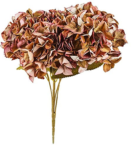 matches21, ortensia, fiori artificiali, piante decorative, 1 fascia da 5 fiori, Ø 18 cm, viola/verde