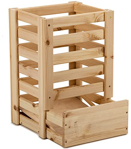 konsimo FIDUS Obstkiste Holz - Aufbewahrungsbox Holz für Kartoffeln - Speisekammer Ordnungssystem 31x37x50 cm - Regal mit Raden - Küchenorganisation Aufbewahrung - Gemüse Aufbewahrung