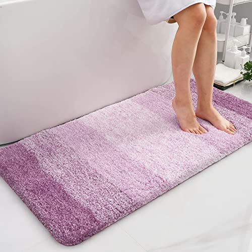 Homaxy Mjuk badrumsmatta 60 x 120 cm, halkfri, tvättbar, fluffig hög lugg, mikrofiber, absorberande, duschmatta (lila)