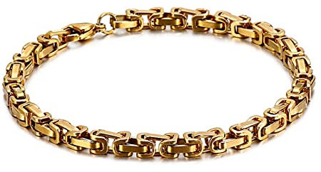 Bishilin svart guld silver armband 19–21,5 cm, armband män rostfritt stål kungligt armband brett 4–8 mm med karbinhake armband amuletter vänskapsarmband för män, ungdomar, 20 centimeter, Rostfritt