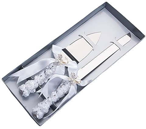 Lot de 2 couteaux continentaux - Pelle et pelle - Cadeau de mariage - Souvenir de mariage - Acier inoxydable - Couteau à gâteau (B)