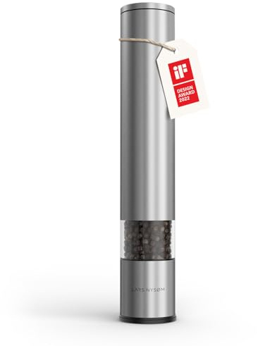 LARS NYSØM Salt Peppar Kvarn Manuell stor (28,8 cm) med justerbart keramiskt malverk från grovt till fint I Design Kryddkvarn (1 styck) (Stainless Steel)