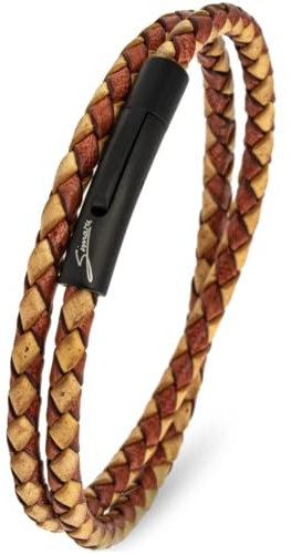 Simaru Premium läderarmband tillverkat i Tyskland för kvinnor och män, unisex armband i äkta läder med krokstängning, äkta läderarmband, XXL - Handgelenkumfang von 20-21cm, Rostfritt stål