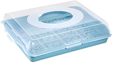 keeeper Party-Butler mit Kuchenplatte für Sandwich, Kuchen und Muffins, BPA-freier Kunststoff, 45 x 35 x 11 cm, Marco, Nordic Blue