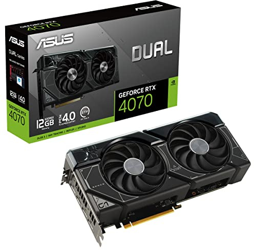 ASUS Dual GeForce RTX 4070 12GB GDDR6X (PCIe 4.0, 12GB GDDR6X, DLSS 3, HDMI 2.1, DisplayPort 1.4a, 2.55-slot design, Axial-tech fan design, 0dB technology, and more)