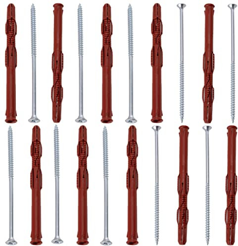 AERZETIX - C65007 - Lot de 10 Chevilles 10x140 mm pour Briques Creuses/béton cellulaire + 10 vis Ø6x140 à tête fraisée - en Nylon/métal - monomur Outil Fixation matériaux Creux travaux perçage