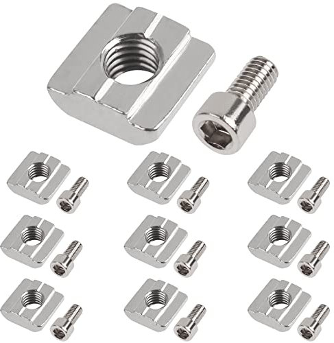 Yeepeo 10 Stück Nutensteine M8, Serie 3030 M8 Nutsteine Set T-Nut Typ B Kohlenstoffstahl T Nutenstein und Innensechskantschraube Steckverbindersatz für Aluminiumprofil-Extrusionsschlitz