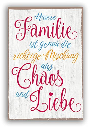 Familie Chaos und Liebe - Schild für Zuhause mit Zitat als Geschenk und zur Dekoration