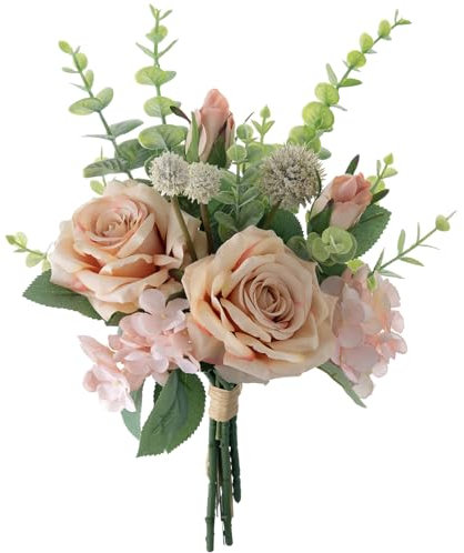 Weldomcor Künstliche Blumen Rosen, Rosa Rose Kunstblumen Seidenblumen Strauß Blumenstrauß für Haus Küche Tisch Centerpieces Hochzeit Arrangenment Indoor Outdoor Dekoration