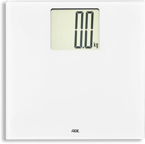 ADE Pèse-personne numérique avec grand écran XXL | Pèse-personne particulièrement bien lisible | Balance de salle de bain avec grande capacité de charge jusqu'à 200 kg | blanc