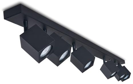 KOLORENO Halogen-Anbauleuchte Quantus - Aufbauleuchte Wand und Decke - Aufbauleuchte Aufbaustrahler GU10 - Aufbauleuchte Strahler Lampe x6 - Deckenstrahler Aluminium - Schwarz, 1180 x 62 x 25 mm