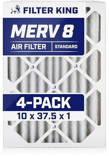 Filter King 10 x 37,5 x 1 a luftfilter | 4-pack | MERV 8 HVAC veckade A/C ugnsfilter | TILLVERKAD I USA | Faktisk storlek: 10 x 37,5 x 190,5 cm