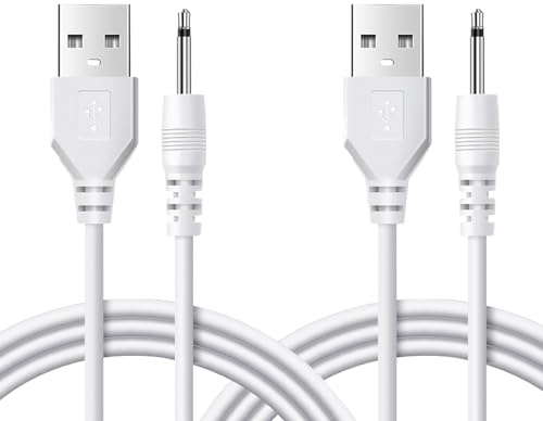 wimony Massage Wand Fast Charging Cable 2PCS, Fast Charging Cable USB to 2.5mm Dc Vibrator Charger, Suitable for Wand Vibrators, Desk Lamps, Stereos,80cm .5in