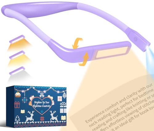 Liseuse Lampe de Lecture de Cou: Idee Cadeau Femme Maman Lecteur Ado Rechargeable Lampe Lecture au Lit, 3 Couleurs Liseuses LED Lampe Tour de Cou pour Livre Tricoter, Cadeau Noel Secret Santa Femme