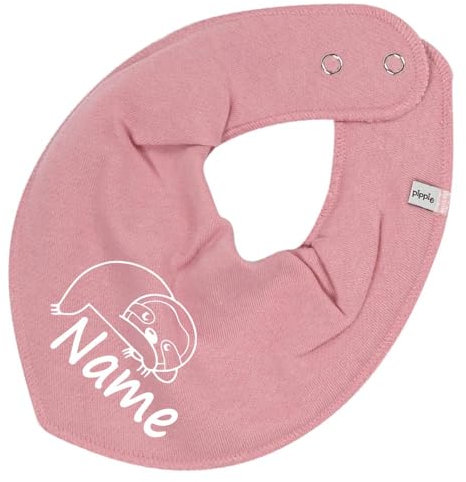 HALSTUCH Faultier mit Name oder Text personalisiert für Baby oder Kind aus Baumwolle in Einheitsgröße altrosa