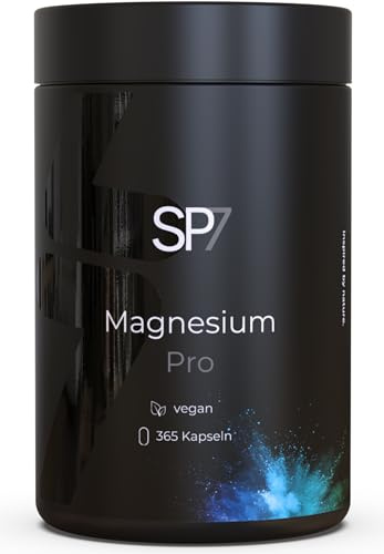 SP7 Magnesium Kapseln [HOCHDOSIERT] - 365 Kapseln elementares Magnesium mit je 400mg reinem Magnesium pro Tagesdosis - Magnesium Pure vegane & laborgeprüfte Kapseln für 1 Jahr
