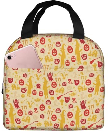 VOSERY Bolsa de almuerzo, lonchera para mujeres, hombres y adultos, elementos de Halloween, bolsa de almuerzo aislada, bolsa de almuerzo a prueba de fugas, reutilizable, gran capacidad, bolsa de