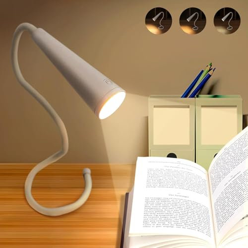 Lampada da Lettura LED Ricaricabile con USB-C, 360° Flessibile, 3 Colori di Luce Regolabili, 3 Livelli di Luminosità, 1200 mAh, Portatile senza Fili per Casa, Studio, Ufficio e Viaggi