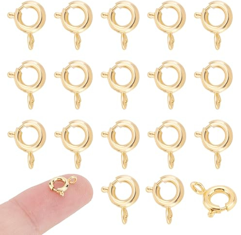 UNICRAFTALE 40 st äkta 18K guldpläterade fjäderringspännen 6 mm halsband armband anslutningsspännen mini mässing fjäder ring spännen metall smycken spännen för gör-det-själv halsband armband