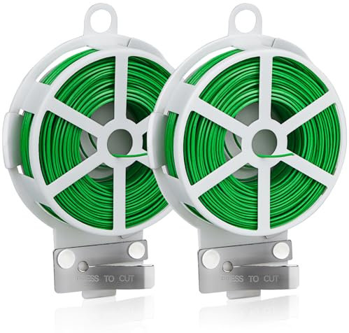 100M Pflanzen Bindedraht mit Cutter, Gartendraht Blumendraht Bindedraht, Blumenbindedraht Pflanzen Bindedraht Dünn für Gartenarbeit, Haus, Pflanzenunterstützung, DIY Craft Projects Pflanzendraht