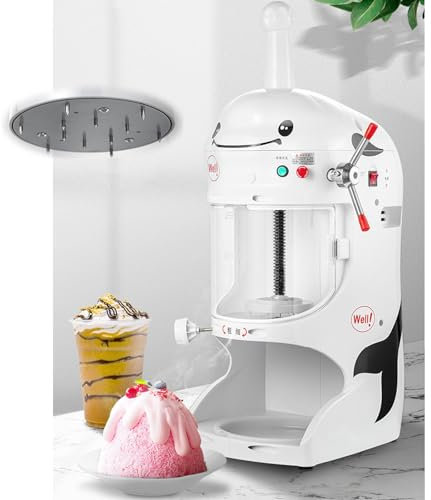 Trituradora Hielo Comercial 90 Kg/H - Espesor Ajustable + Mango ElevacióN Manual + Protector Contra Polvo/Salpicaduras, MáQuina Hielo Raspada EléCtrica 350 W - Helado/Batido (32X42X86Cm)