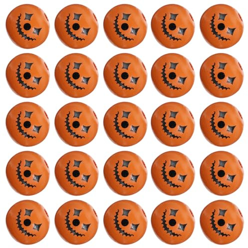 50 Stück Halloween Holzperlen Orange, Runde Dekorative Abstandsperlen | Festliche Perlen für Girlanden und Schmuckherstellung, als Zubehör für Kreative Projekte im Herbst
