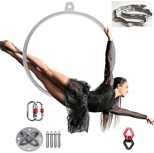 Aerial Hoop Set, Professioneller Aerial Hoop, Single Point Aerial Hoop Ausrüstung aus Edelstahl, Circus Fitness Aerial Hoop, Aerial Yoga Hoop für Zuhause, Fitnessstudio, Clubs,90cm-2.5cm