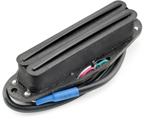 Musiclily Pro ST-DPMA Alnico 5 Rail Blade Humbucker Tonabnehmer Single Coil Format Pickup 9,2K für Strat Style E-Gitarre, Schwarz Korpus Schwarz Rail