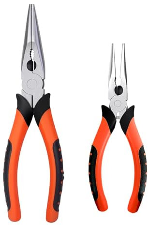 NOEAIKE Needle Nose Pliers 8&6,Premium Long Nose Pliers Set with Wire Cutter Heavy-Duty CRV Steel,Pliers with Soft Grip for Home/Jewelry/Crafts-2 Pack