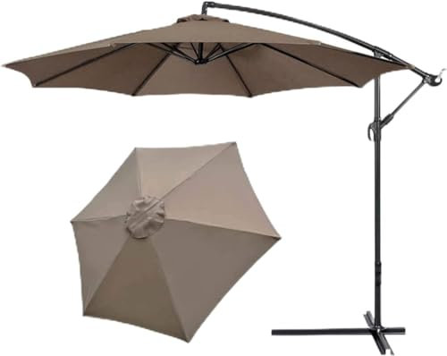Sonnenschirm Ersatzbezug 6/8 Streben Ersatzteile, Sonnenschirm Bespannung Ersatzbespannung, Garten Balkon Sonnenschirm Ersatzteile Für Marktschirm Und Ampelschirm, UV-Schutz-Khaki||2m/6.5ft-6 ribs