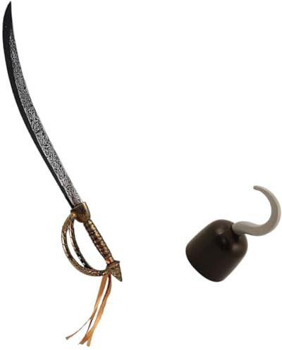 TC Toys Deluxe Pirate Sword (Cutlass) & Hook Set - Costume Accessories - Halloween Role Play Toy Weapon - Fancy Dress