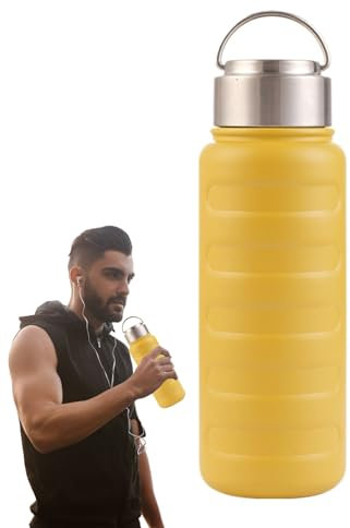 Bottiglia d'acqua in acciaio inossidabile, bottiglia d'acqua isolata,Coppa di bere in acciaio inossidabile a perdita - Bottiglia d'acqua portatile a prova di perdite a prova di perdite per campeggio d