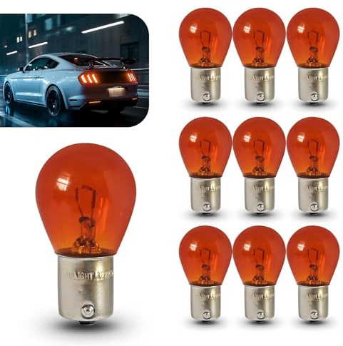Opuweiy 1156 Light Bulb, 10 PCS Turn Signal Bulb, P21W S25 12V BA15S Halogen Bulb, Universal for Cars,Trucks,SUVs (Amber)