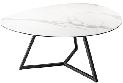 Riess Ambiente Moderner Couchtisch Marvelous - 90cm - weiß schwarz - Marmor Keramik Made in Italy Wohnzimmertisch Sofatisch Beistelltisch Retro
