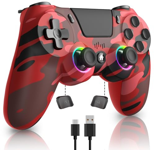 ancihdgm Wireless Controller für PS4, Game Controller kompatibel mit PS4/Pro/Slim/PC/P3/Android/IOS Gamepad mit Programmierung/Dual Vibration/6-Achsen Gyro Sensor/LED-Licht/Touchpanel/Kopfhörerbuchse