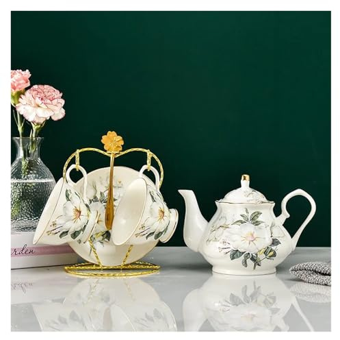 Set da tè in porcellana Bone China, set pomeridiano inglese, teiera, caffettiera in, 1, 2 tazze e piattini(Color06)