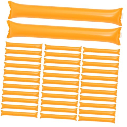 PRETYZOOM Palos Inflables para Animar 50 Unidades Naranja Palos para Hacer Ruido Reutilizables de PE para Eventos Deportivos Fútbol Baloncesto y Fiestas al Aire Libre