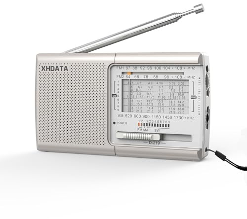 XHDATA D219 Portable Radio Retro FM AM SW Radio Battery Operated for Household Outdoor Camping Hiking Pocket Radio Beige