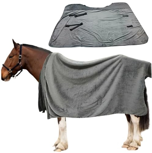 Hästfilt, 183 x 180 cm mjuk fleece vinter hästfiltar med justerbara remmar och säkerhetsspännen vindtät och varm lakansfilt